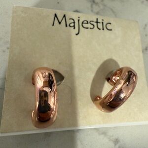 Majestic Copper-Toned Hoop Clip On Earrings